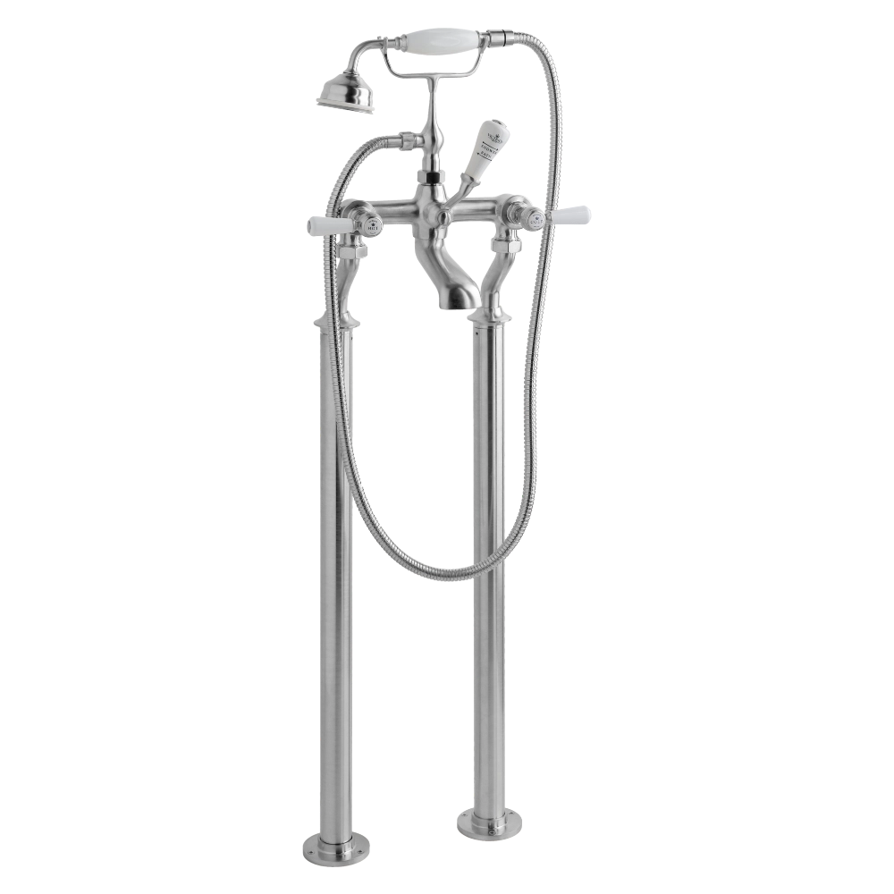 BC Designs Victrion Lever Deck Mounted Bath Shower Mixer in Brushed Chrome finish for bathroom CTB120BC
