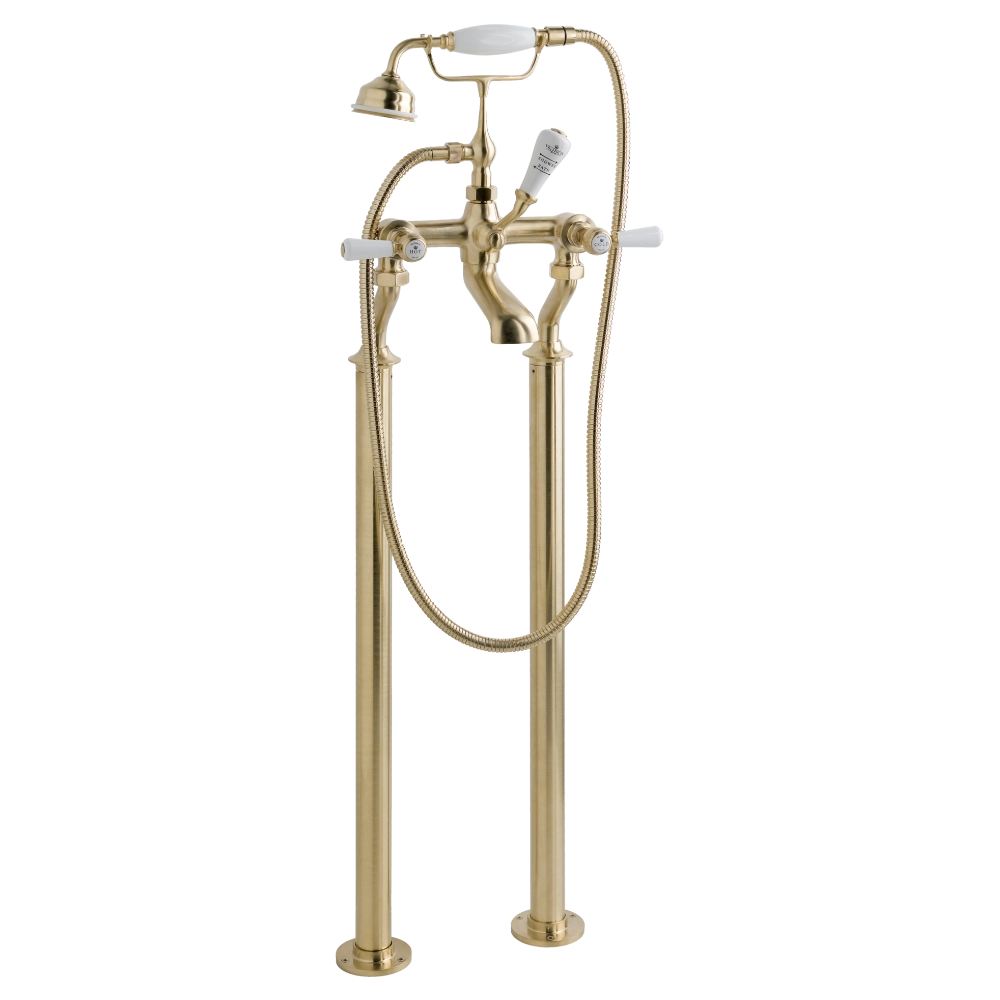 BC Designs Victrion Lever Deck Mounted Bath Shower Mixer in Brushed Gold finish for bathroom CTB120BG