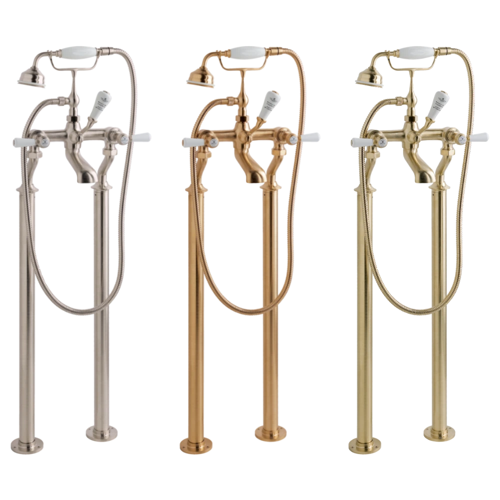 BC Designs Victrion Traditional Cast Bath Legs, Bath Stand Pipes 660x88mm nickel, copper or gold