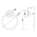 BC Designs Victrion Hand Towel Ring, Hand Towel Rail 165mm x 165mm technical drawing