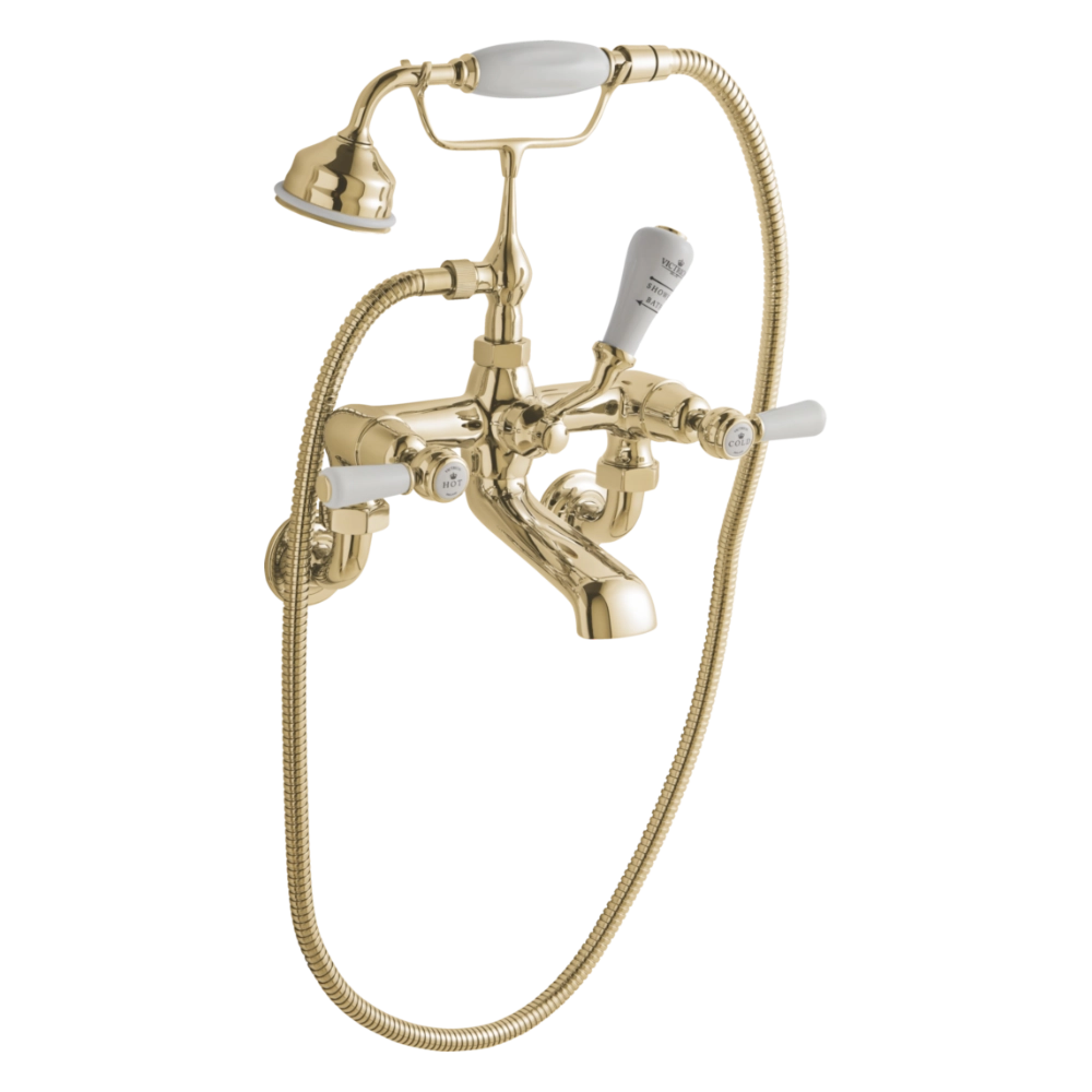BC Designs Victrion Lever Wall Mounted Bath Shower Mixer in Polished Gold finish for bathroom CTB121G