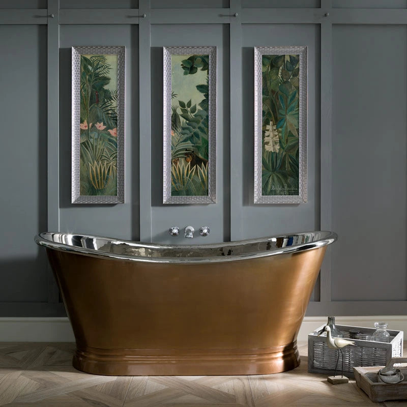 BC Designs Antique Copper-Nickel Bath, Roll Top Copper Bathtub 1700mm x 725mm BAC016 within luxury bathroom