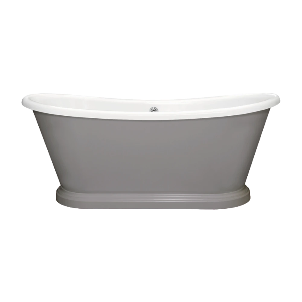 BC Designs Traditional Boat Bath, Acrylic Roll Top bespoke custom Painted Bathtub 1580mm x 750mm BAS063 moles breath grey