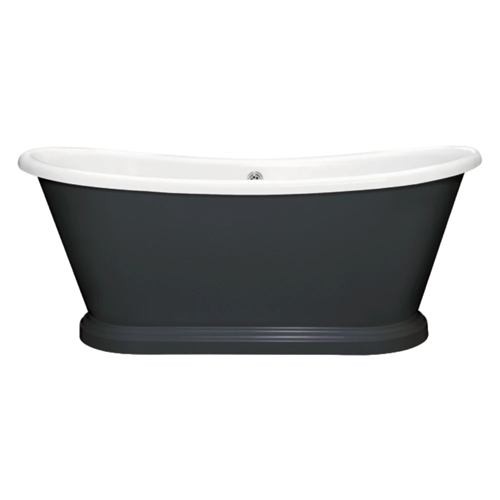 BC Designs Traditional Boat Bath, Acrylic Roll Top bespoke custom Painted Bathtub 1580mm x 750mm BAS063 off black 57