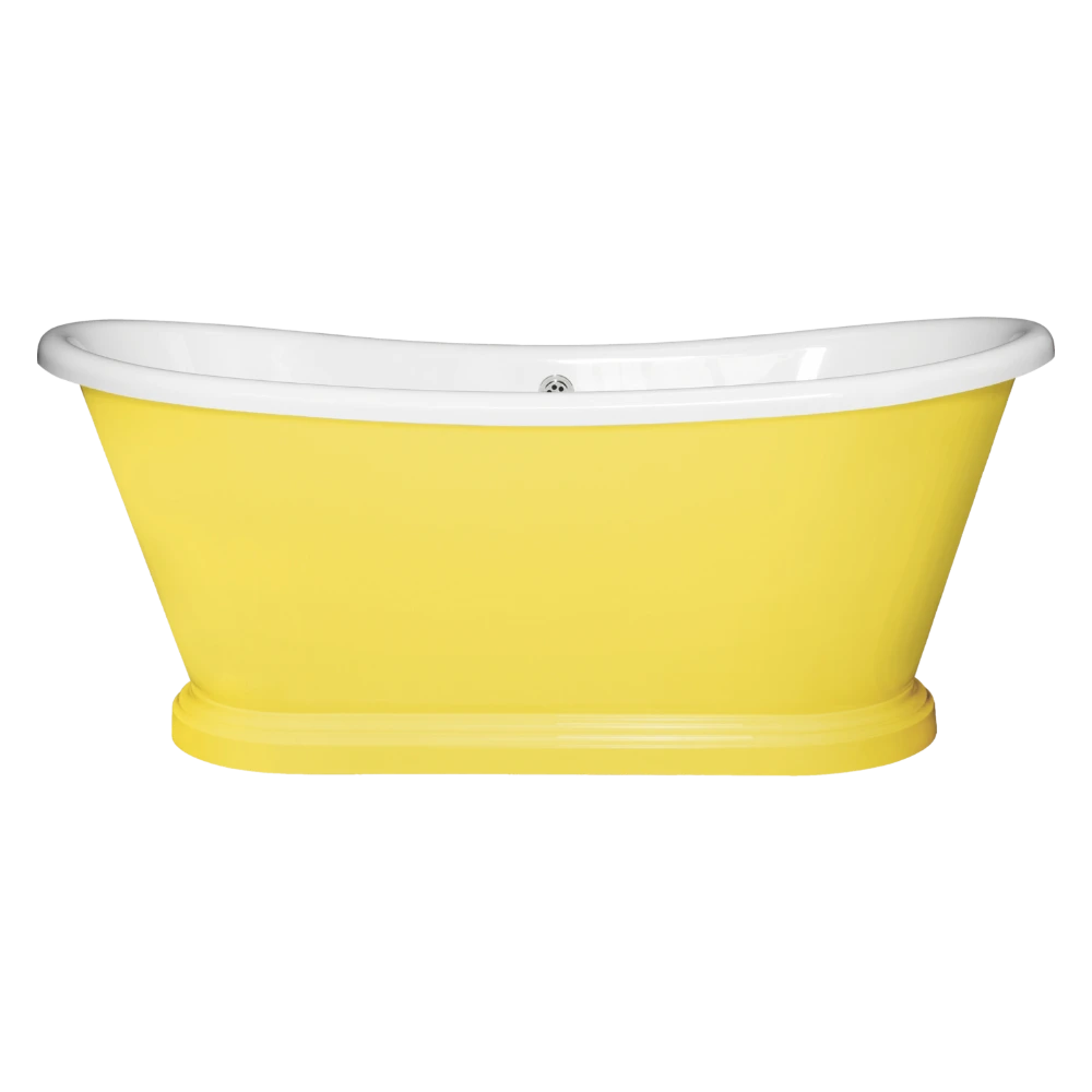 BC Designs Traditional Boat Bath, Acrylic Roll Top bespoke custom Painted Bathtub 1580mm x 750mm BAS063 illiminating yellow
