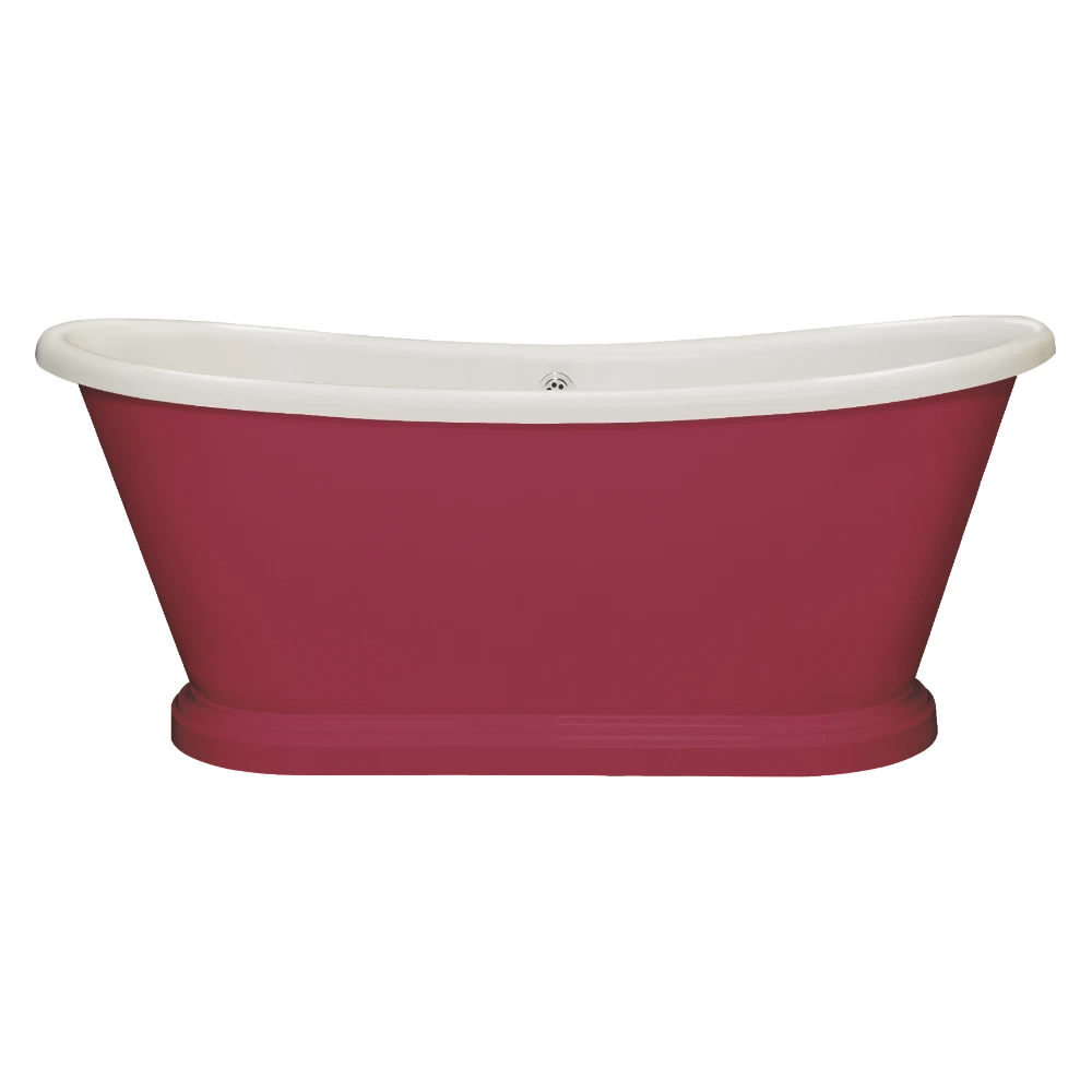 BC Designs Traditional Boat Bath, Acrylic Roll Top bespoke custom Painted Bathtub 1580mm x 750mm BAS063 rectory red