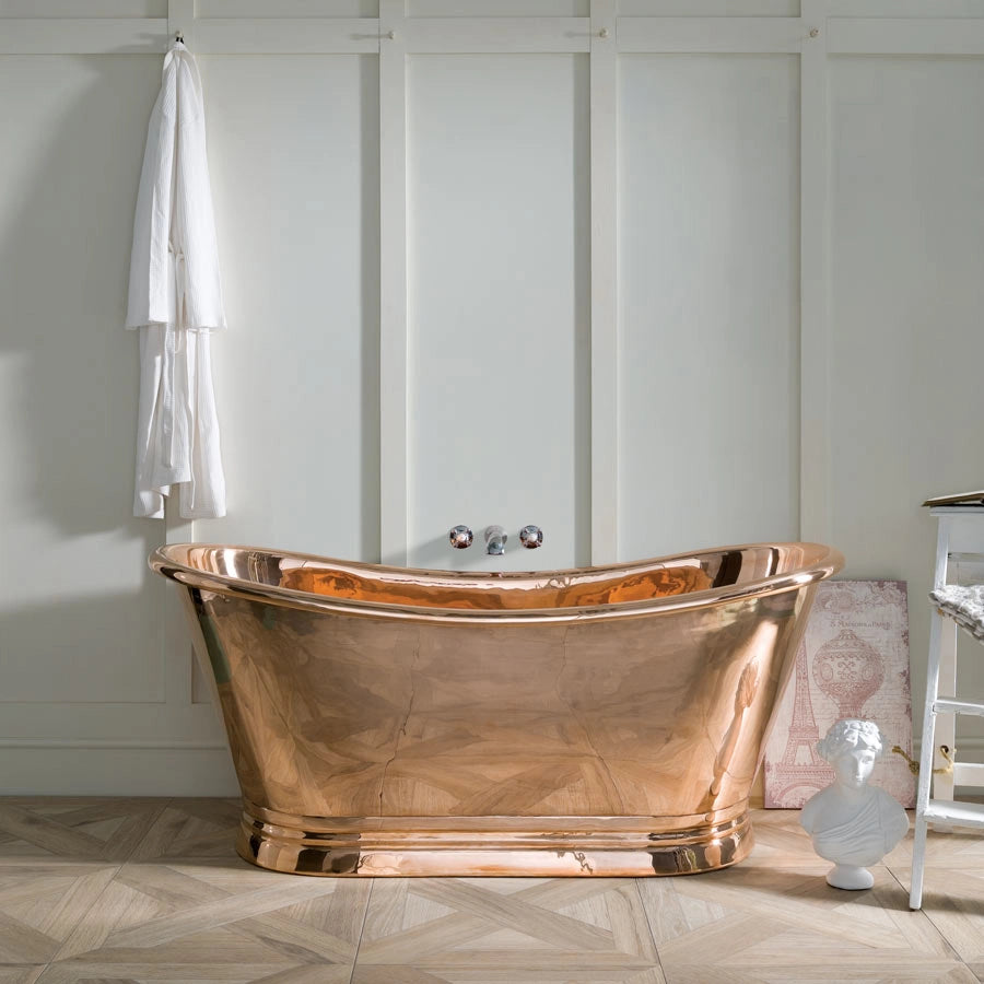 BC Designs Copper Boat Bath, Roll Top Bathtub 1500mm x 725mm BAC045 within luxury bathroom