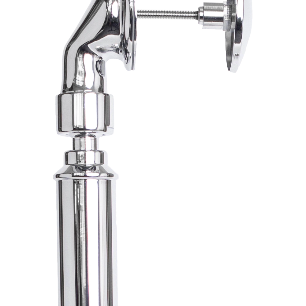 BC Designs Floor Mounted Overflow Pipe & Waste System close up chrome