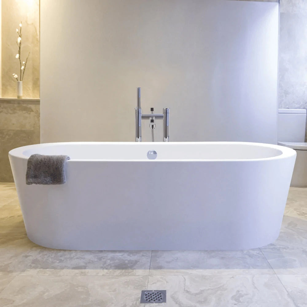BC Designs Plazia Acrylic Freestanding Bath, Double Ended Bath, Polished White, 1780x800mm bathroom image
