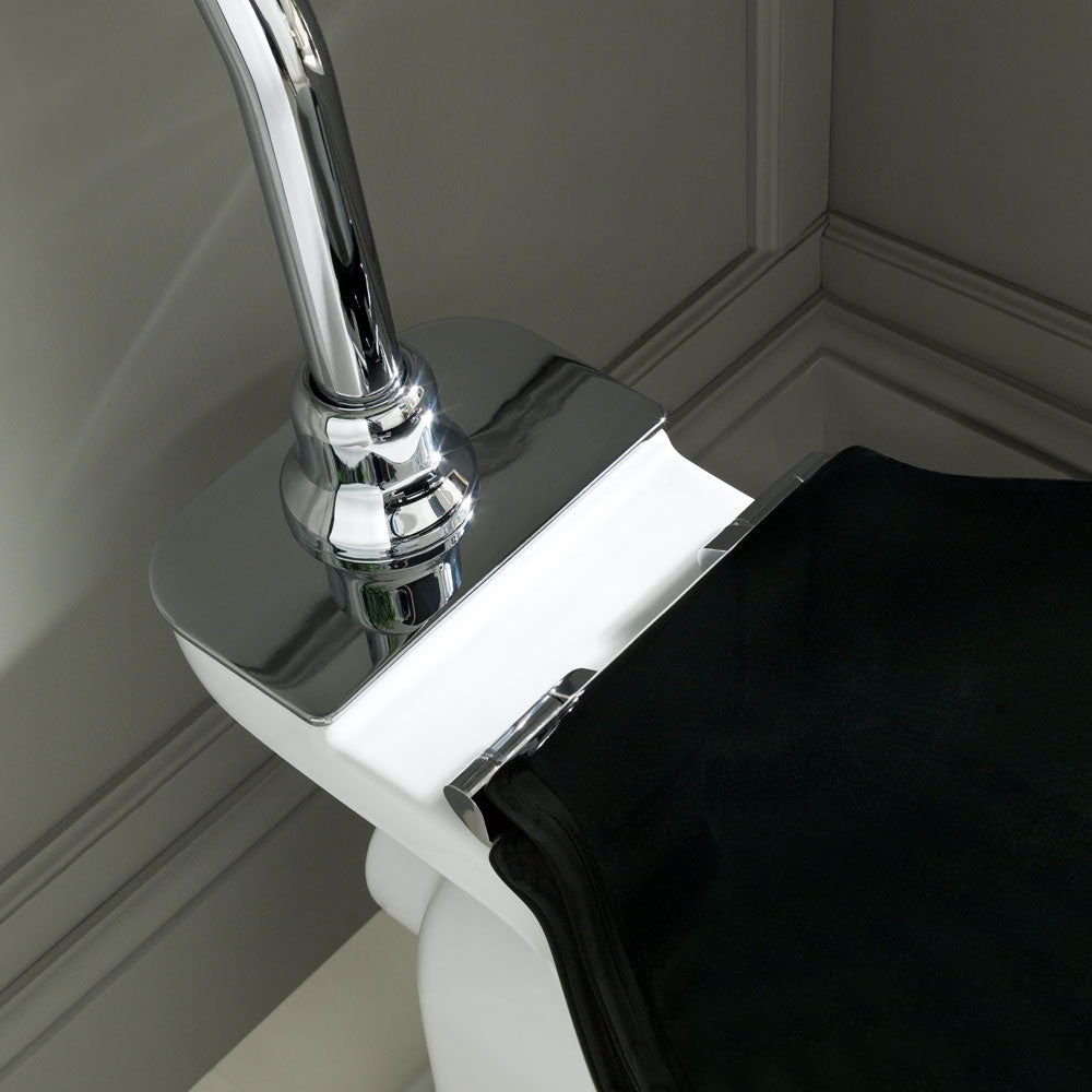 BC Designs Victrion WC, Luxury High Level Toilet close up, chrome