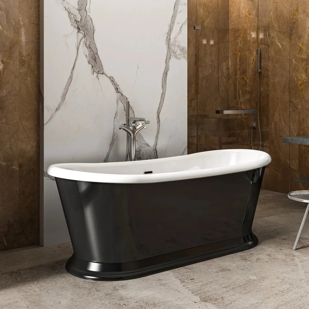 Charlotte Edwards Rosemary Bath in Gloss Black within a modern luxury bathroom in size length 1710mm x width 720mm