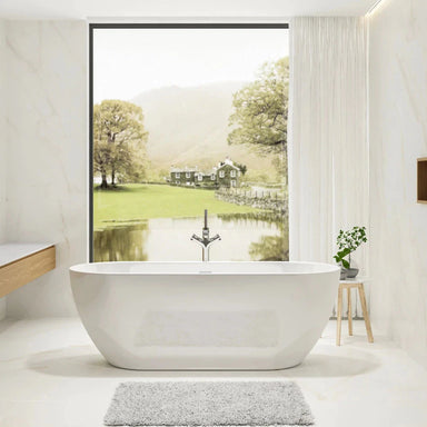 Charlotte Edwards Belgravia Gloss White Freestanding Modern Bath within beautiful bathroom with size length 1200mm x width 730mm x height 580mm