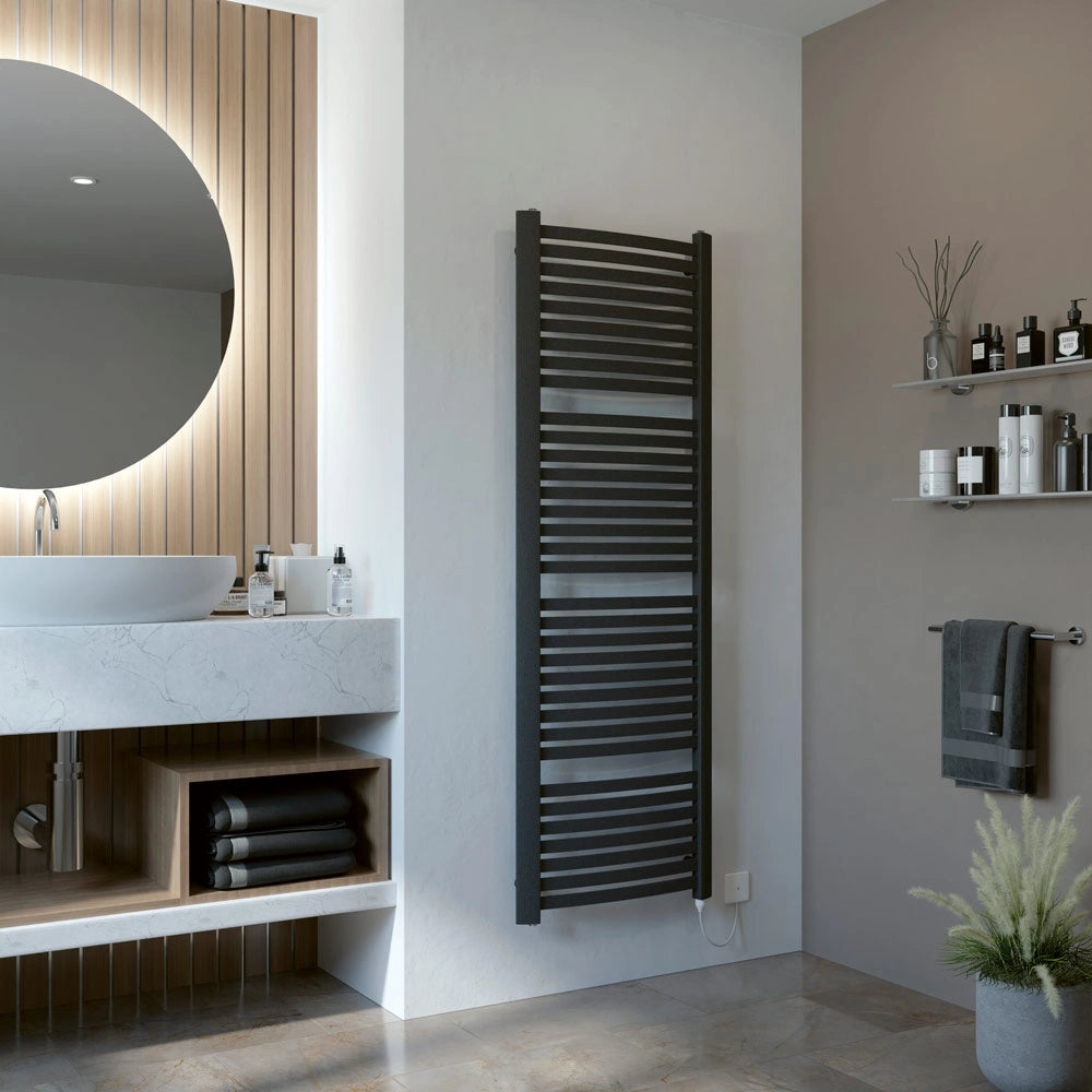 Eucotherm designer fino heated towel rail in Anthracite 1215mm x 580mm wall hanging 