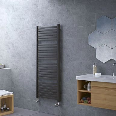 eucotherm anthracite grey designer heated towel rail wall hanging steel frame 