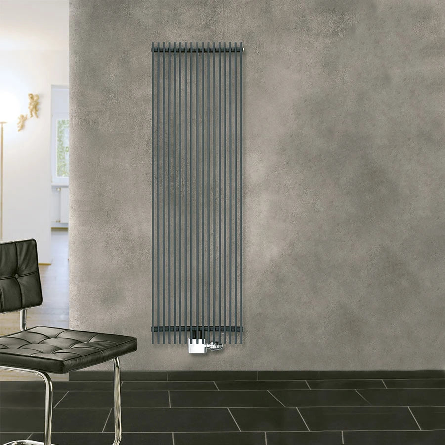 eucotherm anthracite reverse panel radiator in a living space