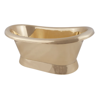 Hurlingham Brass Basin, Roll Top Bateau Bathroom Wash Basin & Plinth, 650x275mm