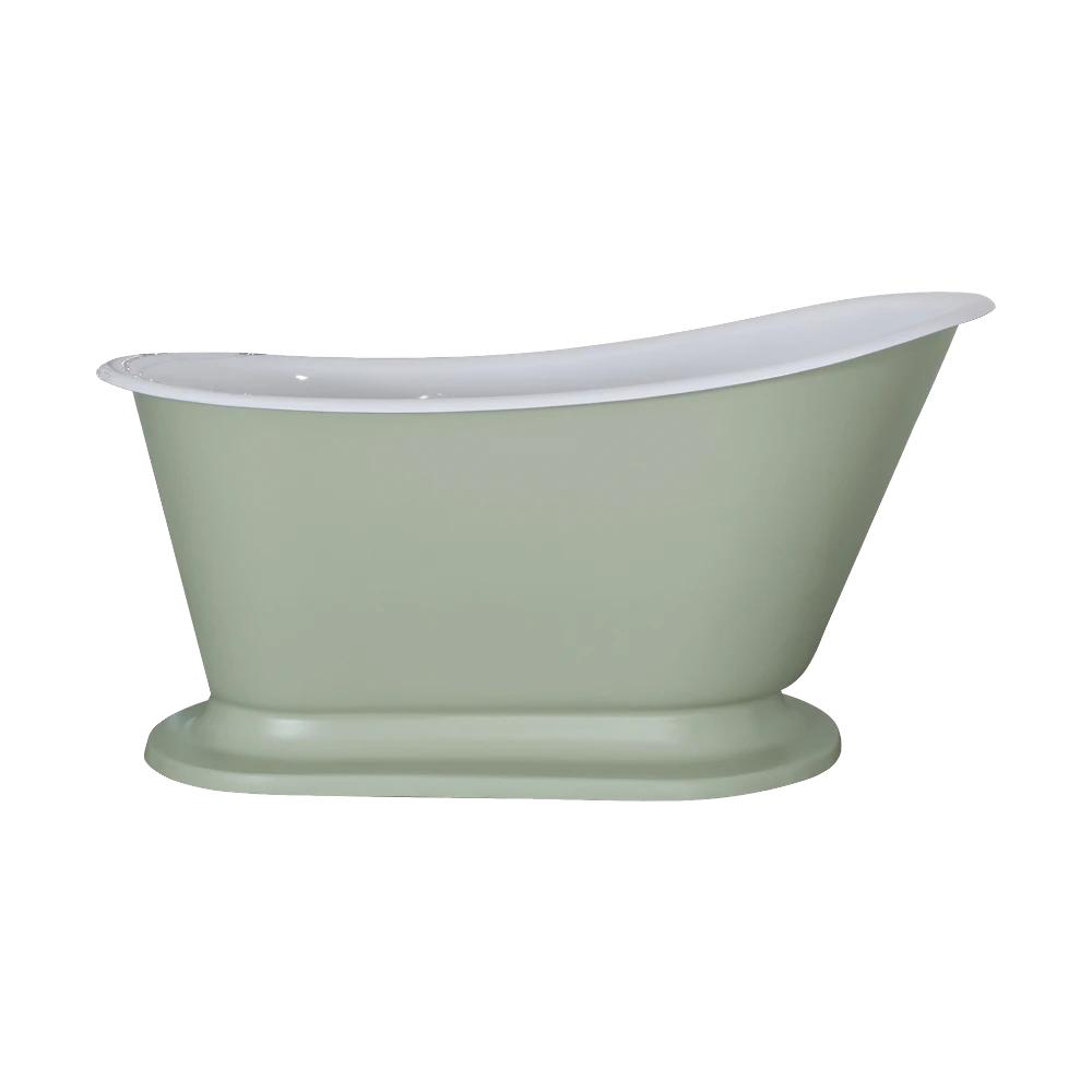 Hurlingham Cameo Freestanding Small Cast Iron Bath, Painted Roll Top Small Slipper Bathtub, 1400x740mm clear background image