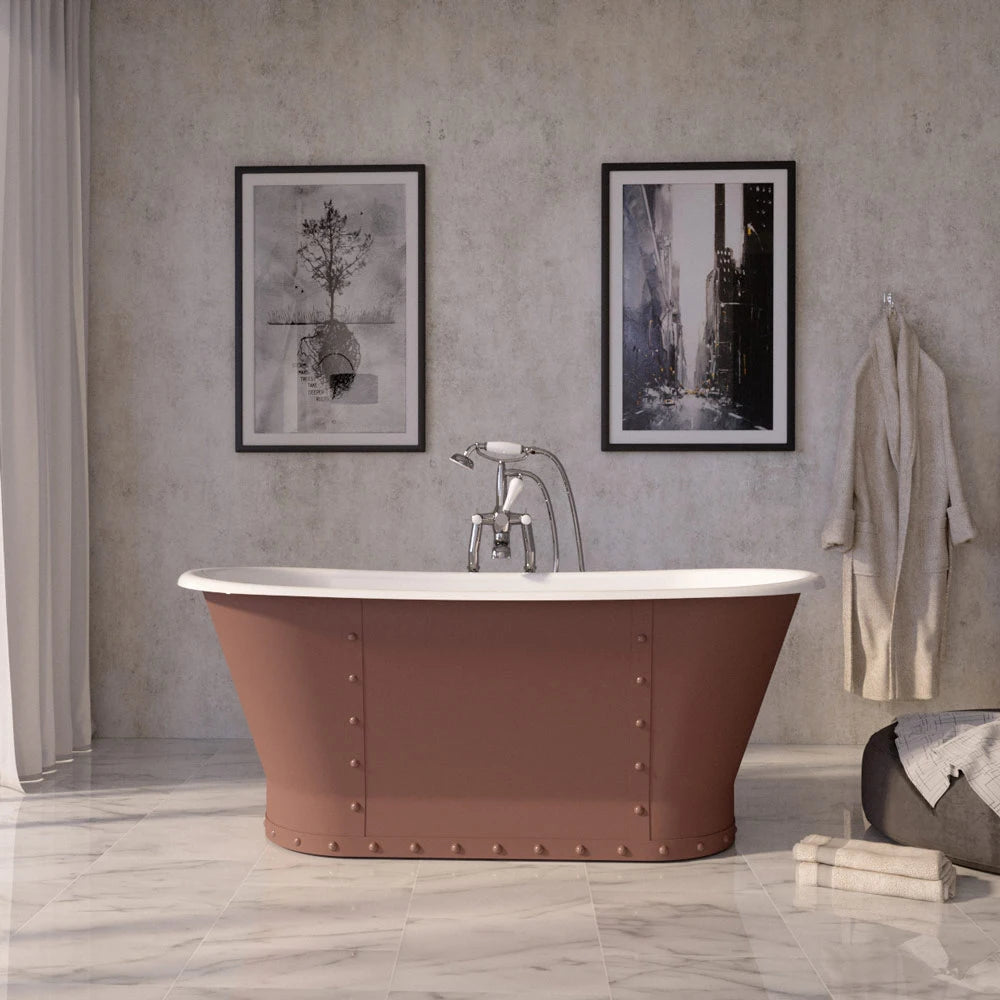 Hurlingham Drayton Freestanding Cast Iron Bath, Roll Top Painted Boat Bath 1700mm x 670mm in a bathroom space