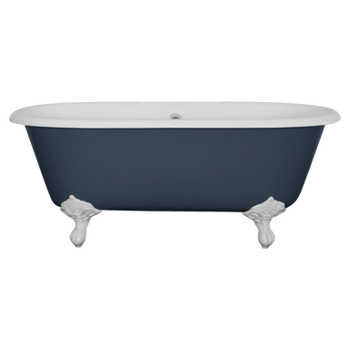 Hurlingham Dryden Small Freestanding Cast Iron Bath, Roll Top Painted Bathtub With Feet, 1530x770mm clear background