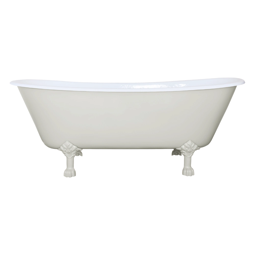 Hurlingham Prior Freestanding Cast Iron Bath, Roll Top Painted Bath With Feet 1720x680mm, clear background