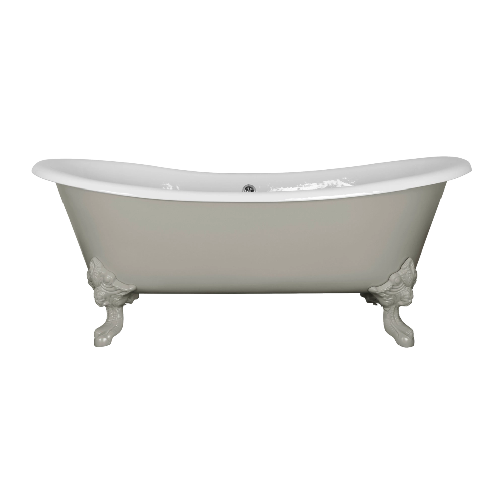 Hurlingham Tebb Freestanding Cast Iron Bath, Painted Roll Top With Feet, 1840x780mm, clear background
