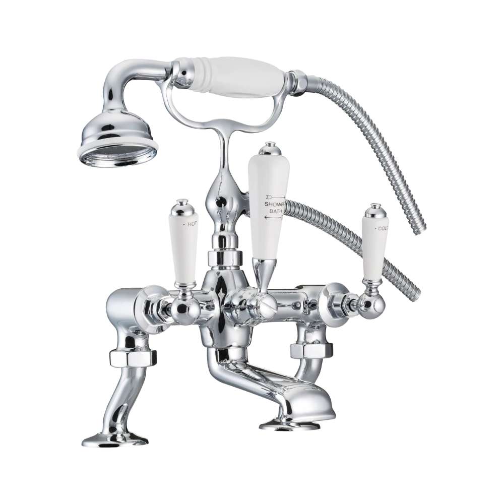 Hurlingham Lever Deck-Mounted Bath Mixer Taps With Cranked Legs chrome