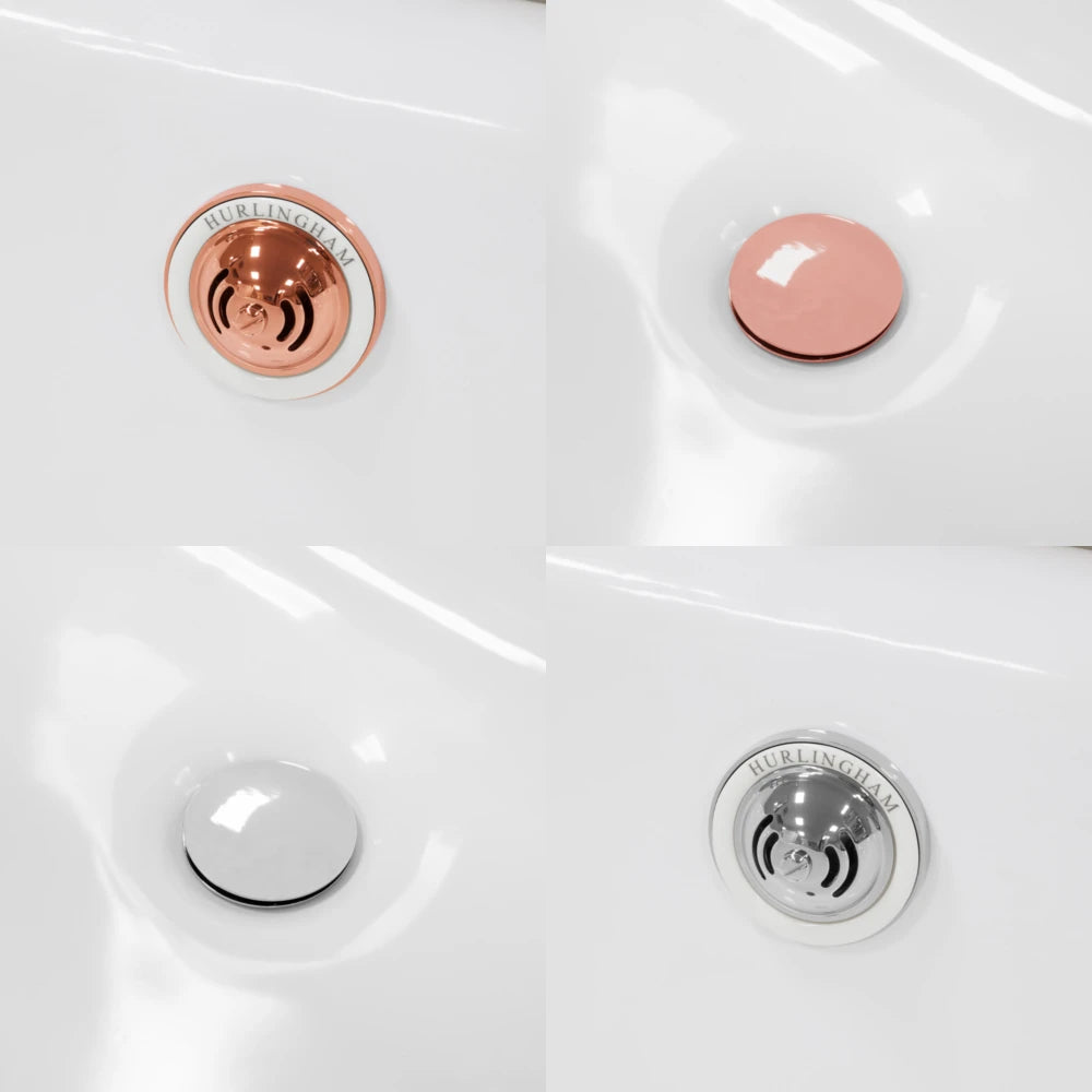 Hurlingham Exposed Bath Click Clack Waste With Overflow Pipe copper and chrome