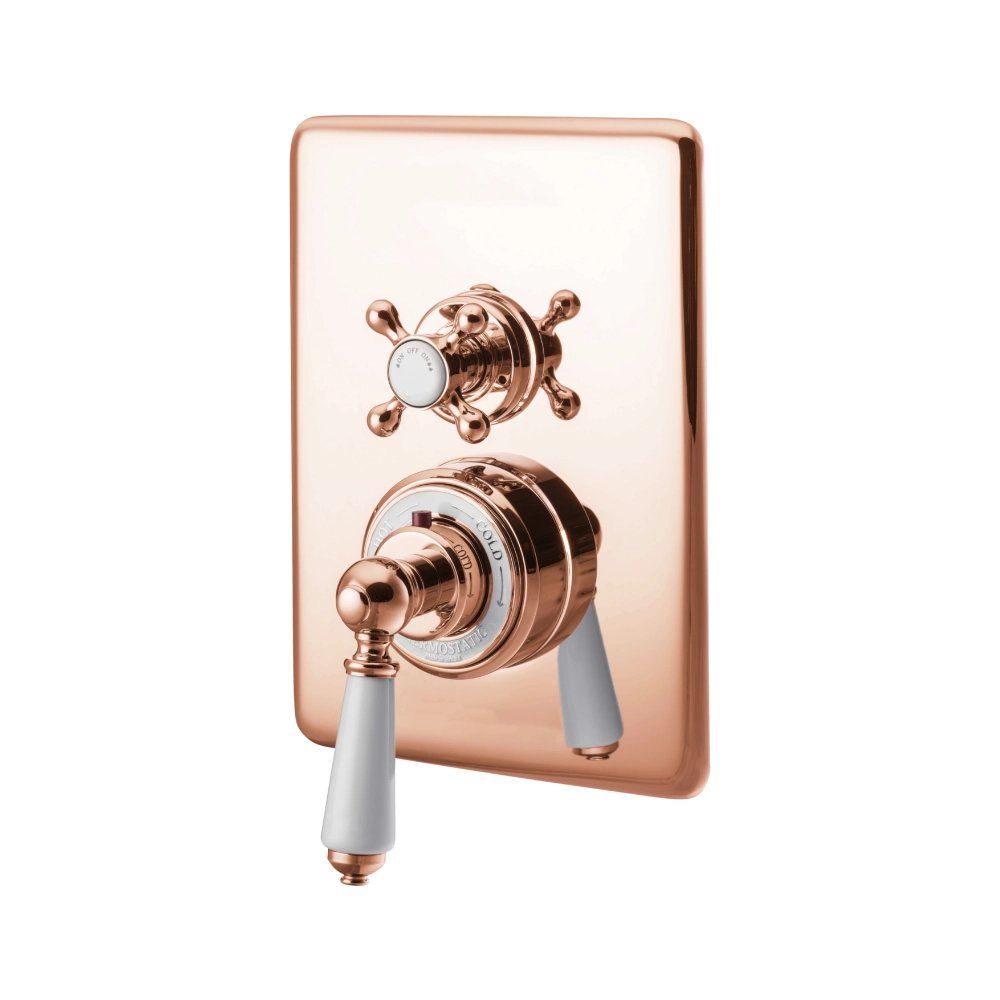 Hurlingham Dual Control Thermostatic Concealed Shower Valve, 2 Outlets copper