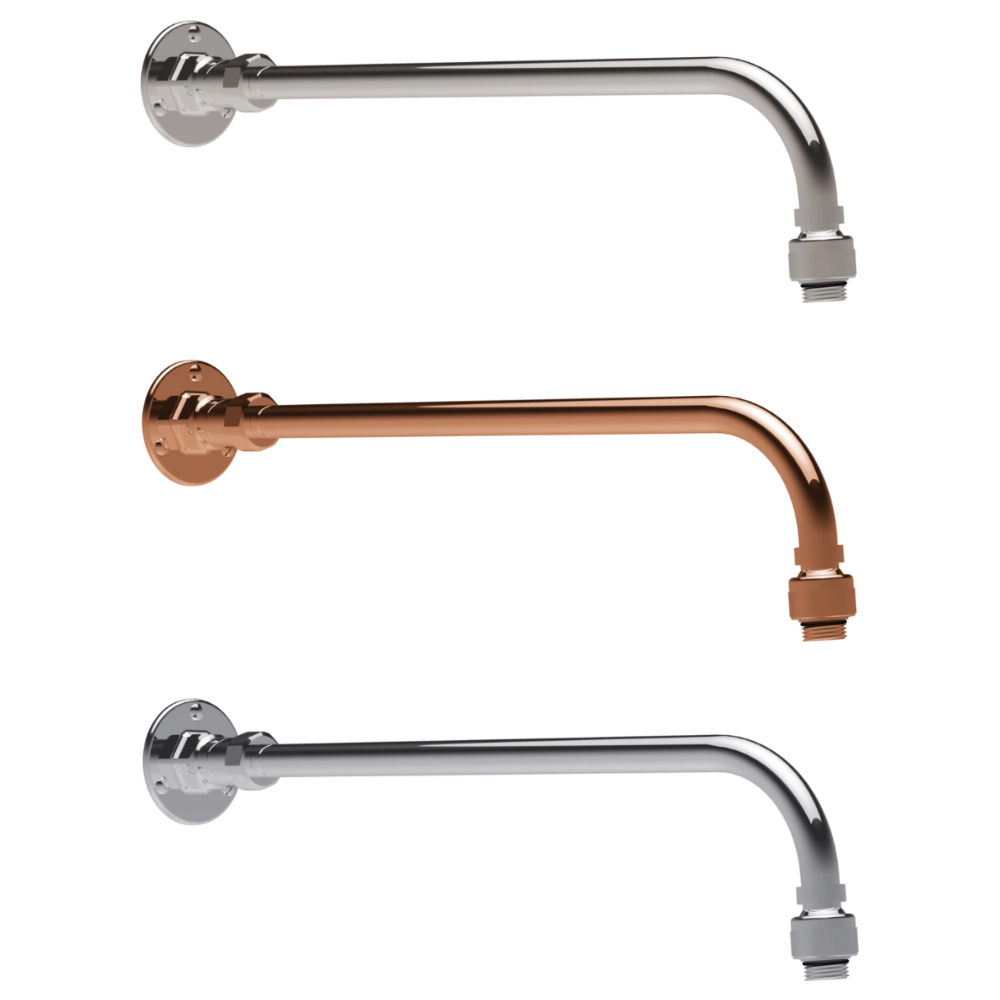 Hurlingham Wall Mounted Shower Arm, Adjustable 123-453mm chrome, nickel and copper