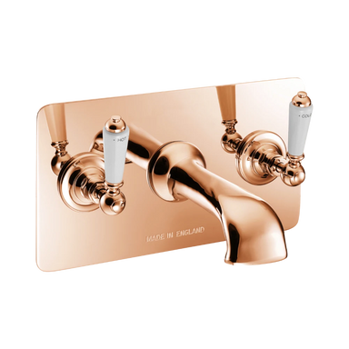 Hurlingham Wall-Mounted Bath Filler With Concealing Plate copper