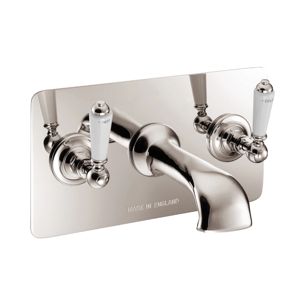 Hurlingham Wall-Mounted Bath Filler With Concealing Plate nickel